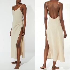 Solid & Striped x Sloane Stephens The Elizabeth Linen Dress Metallic Chrome New